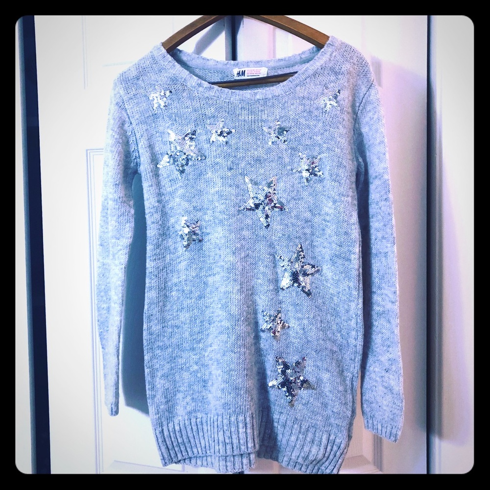 H&M grey with silver stars sweater